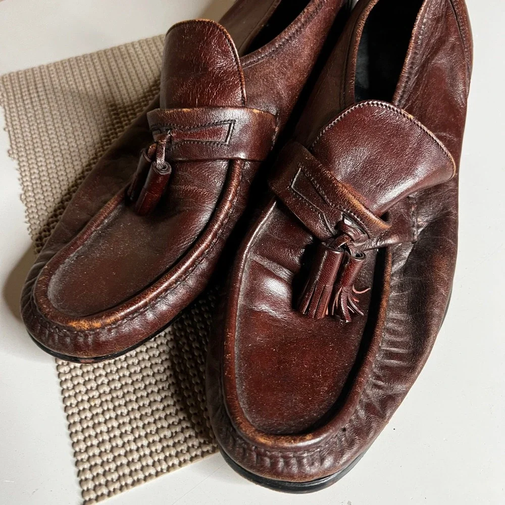 Florsheim Imperial Mens Brown Leather Tassel Loafers 11 D 40916 Dress Shoes